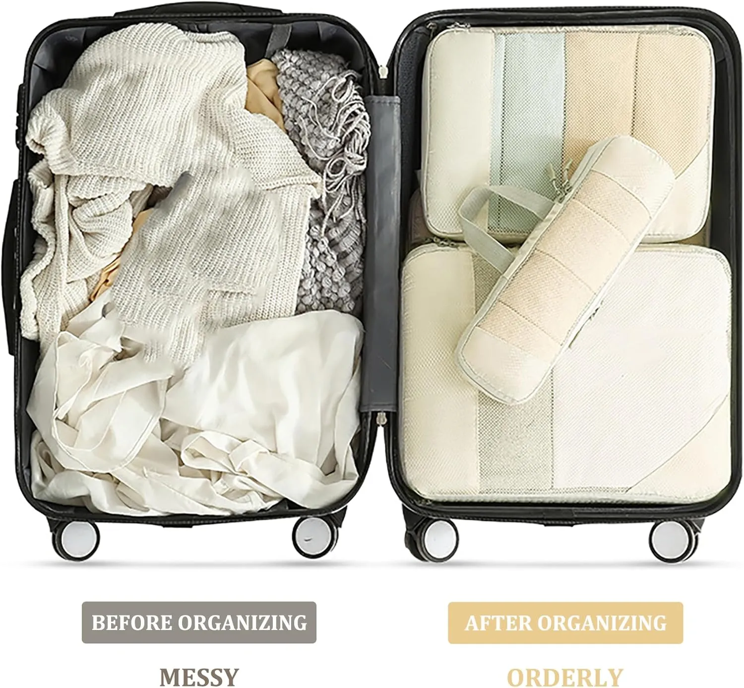 10 Set Compression Packing Cubes for Suitcases Organizer Bags Set Carry on Luggage Packing Cubes Travel Accessories Bags Set Packing Organizers for Travel Essentials (Gray)
