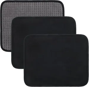 3PCS Bowling Ball Towel, 10x8in Microfiber Bowling Ball Cleaner Towel with EZ Grip Dots, Non-Slip Bowling Ball Shammy Pad for Cleaning Dirt/Oil to Boost Precision (Black)