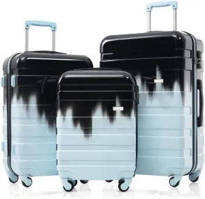 4-Piece Luggage Set | Expandable ABS Hard Shell Suitcases   Travel Bag | Carry-On & Checked Sizes with 360 Spinner Wheels | Lightweight & Durable - Grey Green (Black Blue   ABS PC)