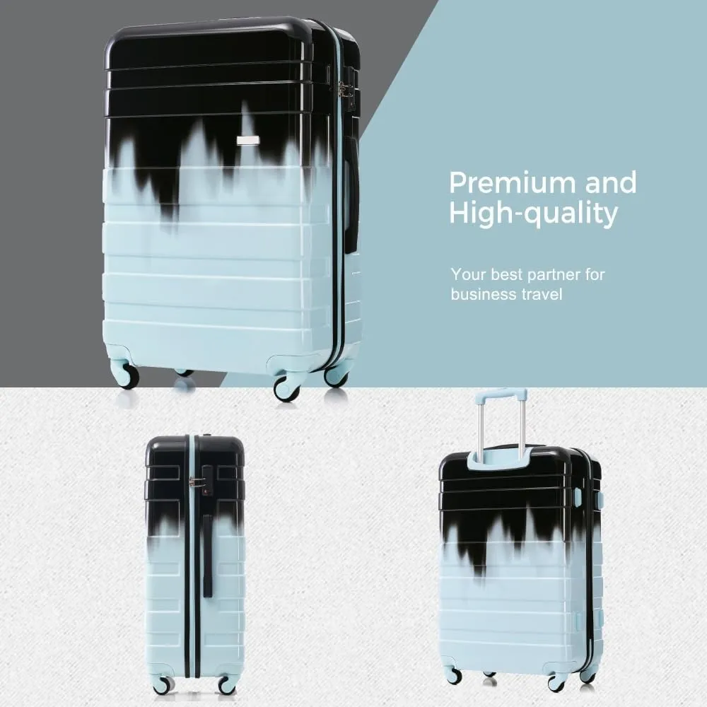 4-Piece Luggage Set | Expandable ABS Hard Shell Suitcases   Travel Bag | Carry-On & Checked Sizes with 360 Spinner Wheels | Lightweight & Durable - Grey Green (Black Blue   ABS PC)