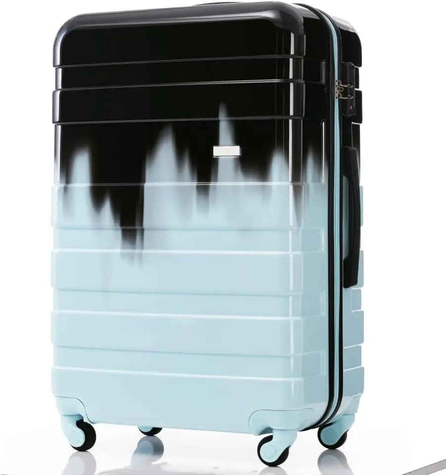 4-Piece Luggage Set | Expandable ABS Hard Shell Suitcases   Travel Bag | Carry-On & Checked Sizes with 360 Spinner Wheels | Lightweight & Durable - Grey Green (Black Blue   ABS PC)