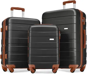 4-Piece Luggage Set | Expandable ABS Hard Shell Suitcases   Travel Bag | Carry-On & Checked Sizes with 360 Spinner Wheels | Lightweight & Durable - Grey Green (Black Brown   ABS-3)