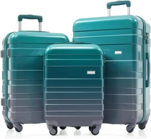 4-Piece Luggage Set | Expandable ABS Hard Shell Suitcases   Travel Bag | Carry-On & Checked Sizes with 360 Spinner Wheels | Lightweight & Durable - Grey Green (Dark Green   ABS PC)
