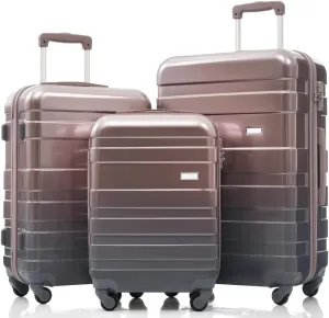 4-Piece Luggage Set | Expandable ABS Hard Shell Suitcases   Travel Bag | Carry-On & Checked Sizes with 360 Spinner Wheels | Lightweight & Durable - Grey Green (Golden   ABS PC)