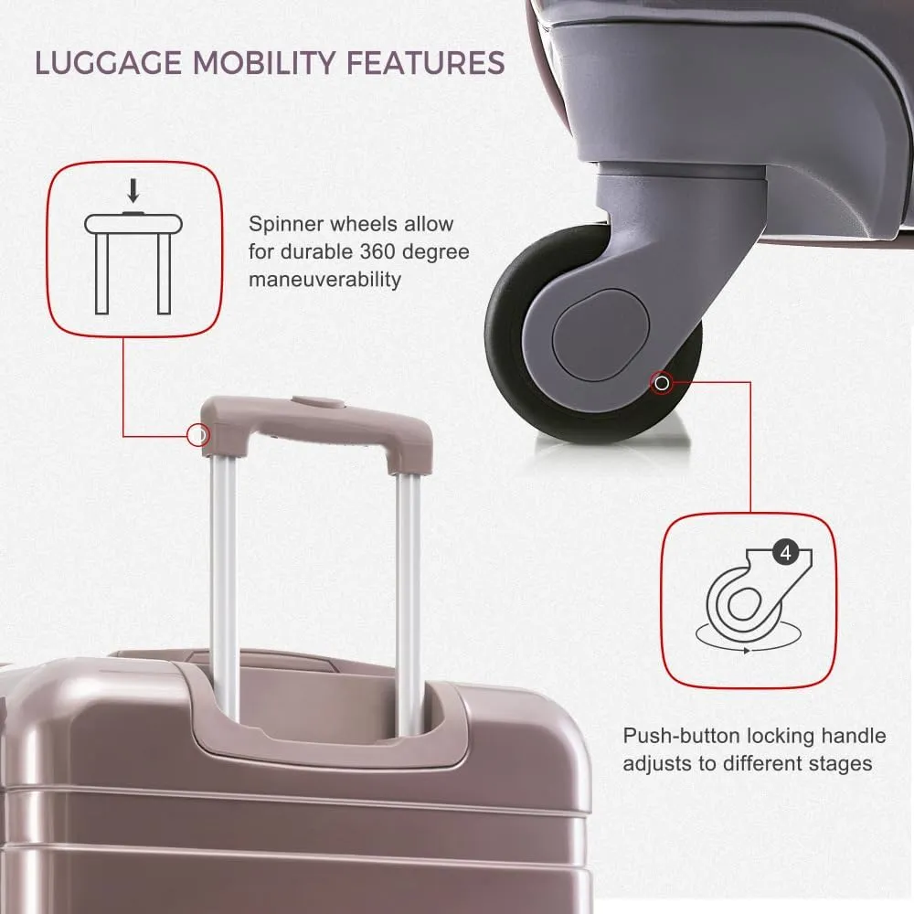4-Piece Luggage Set | Expandable ABS Hard Shell Suitcases   Travel Bag | Carry-On & Checked Sizes with 360 Spinner Wheels | Lightweight & Durable - Grey Green (Golden   ABS PC)