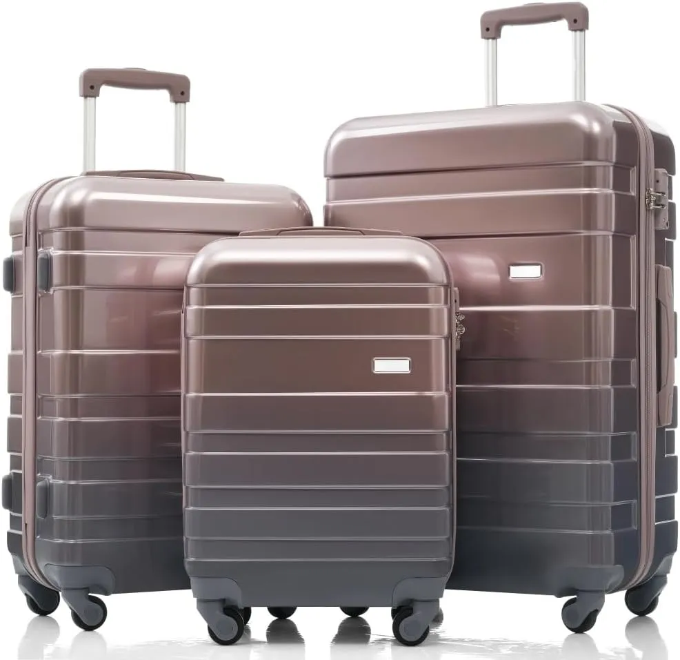 4-Piece Luggage Set | Expandable ABS Hard Shell Suitcases   Travel Bag | Carry-On & Checked Sizes with 360 Spinner Wheels | Lightweight & Durable - Grey Green (Golden   ABS PC)