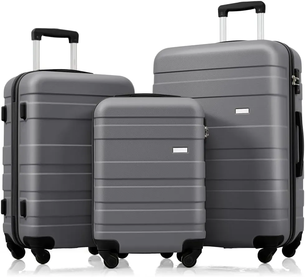 4-Piece Luggage Set | Expandable ABS Hard Shell Suitcases   Travel Bag | Carry-On & Checked Sizes with 360 Spinner Wheels | Lightweight & Durable - Grey Green (Gray   ABS)