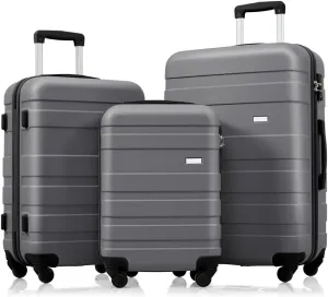 4-Piece Luggage Set | Expandable ABS Hard Shell Suitcases   Travel Bag | Carry-On & Checked Sizes with 360 Spinner Wheels | Lightweight & Durable - Grey Green (Gray   ABS)