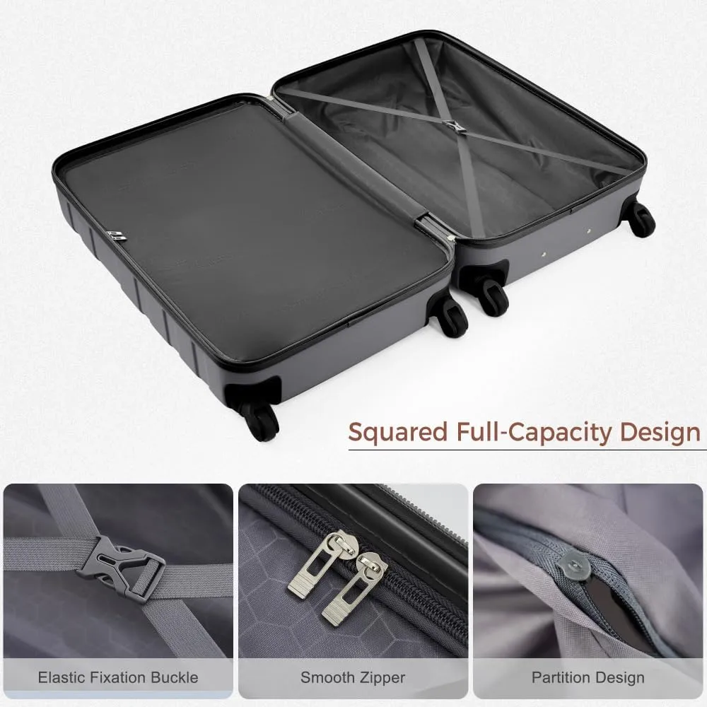 4-Piece Luggage Set | Expandable ABS Hard Shell Suitcases   Travel Bag | Carry-On & Checked Sizes with 360 Spinner Wheels | Lightweight & Durable - Grey Green (Gray   ABS)