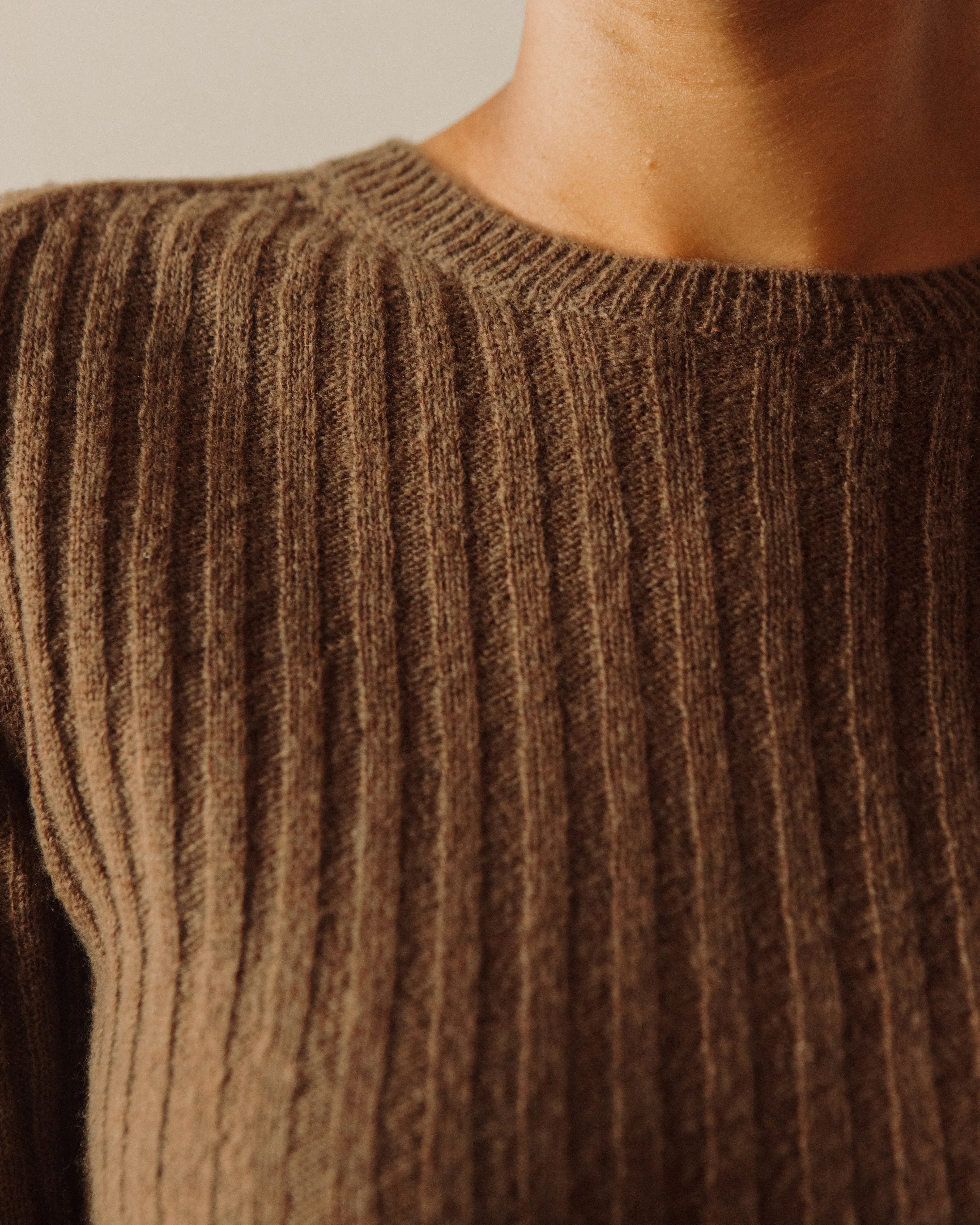 7115 Molly Ribbed Short Sleeve Top, Brown