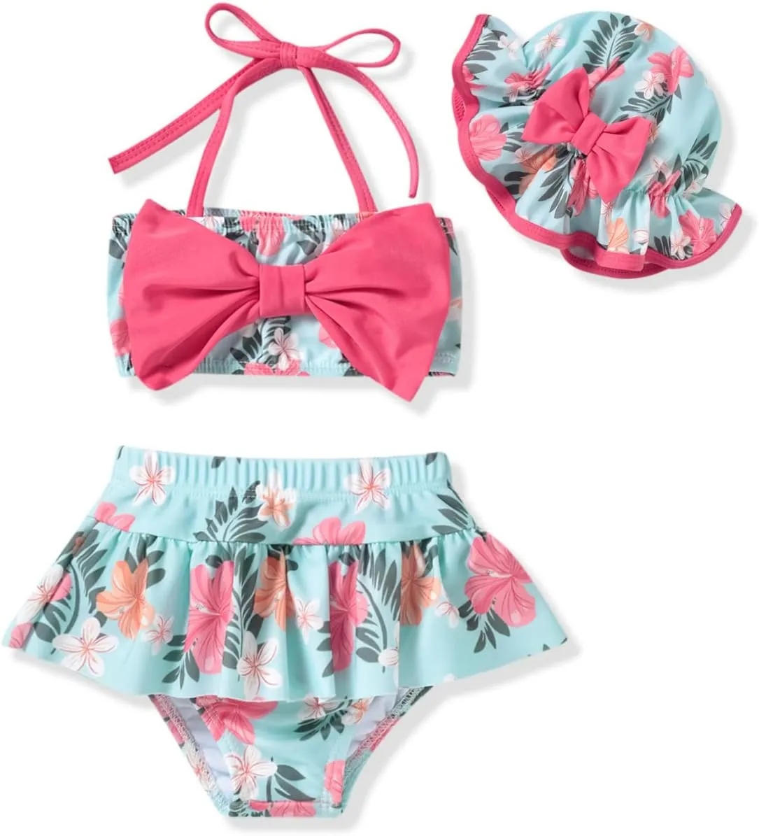 Aalizzwell Baby Girl 2-Piece Bikini Swimsuit with Hat