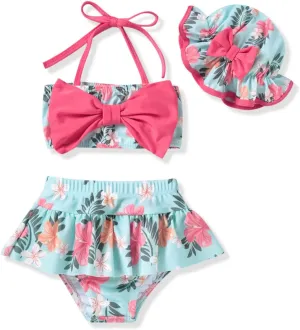 Aalizzwell Baby Girl 2-Piece Bikini Swimsuit with Hat