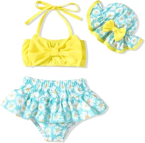 Aalizzwell Baby Girl 2-Piece Bikini Swimsuit with Hat