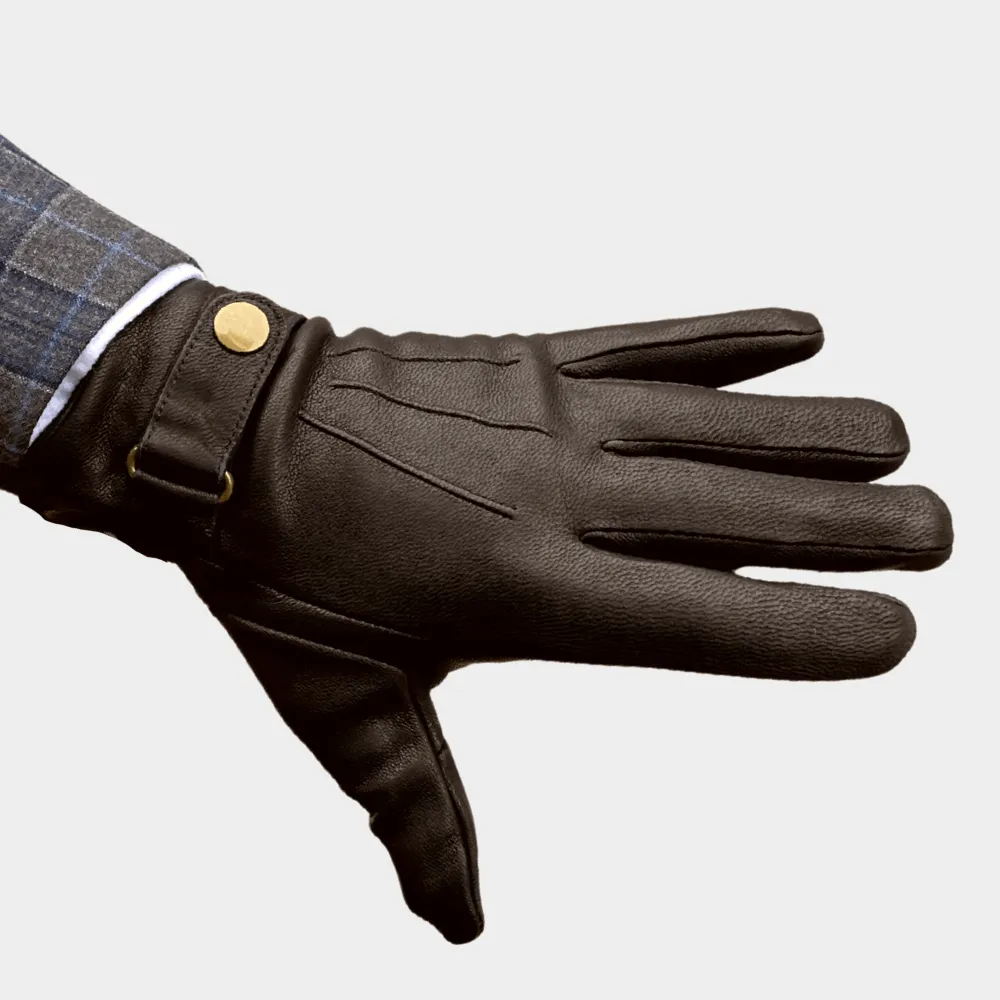 Albee Leather Glove with Snap Closure - 411