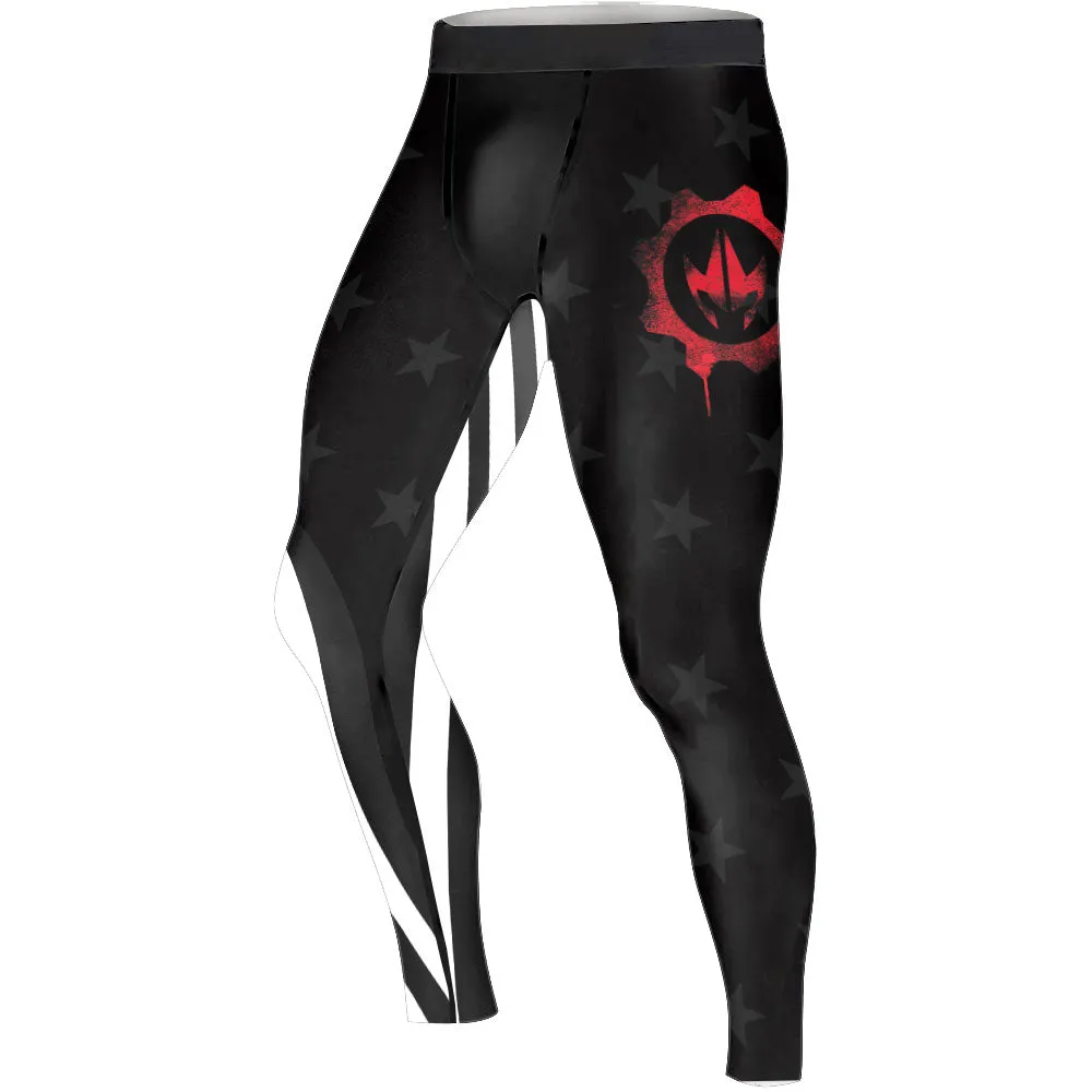 American Flag Black Men's Compression Leggings