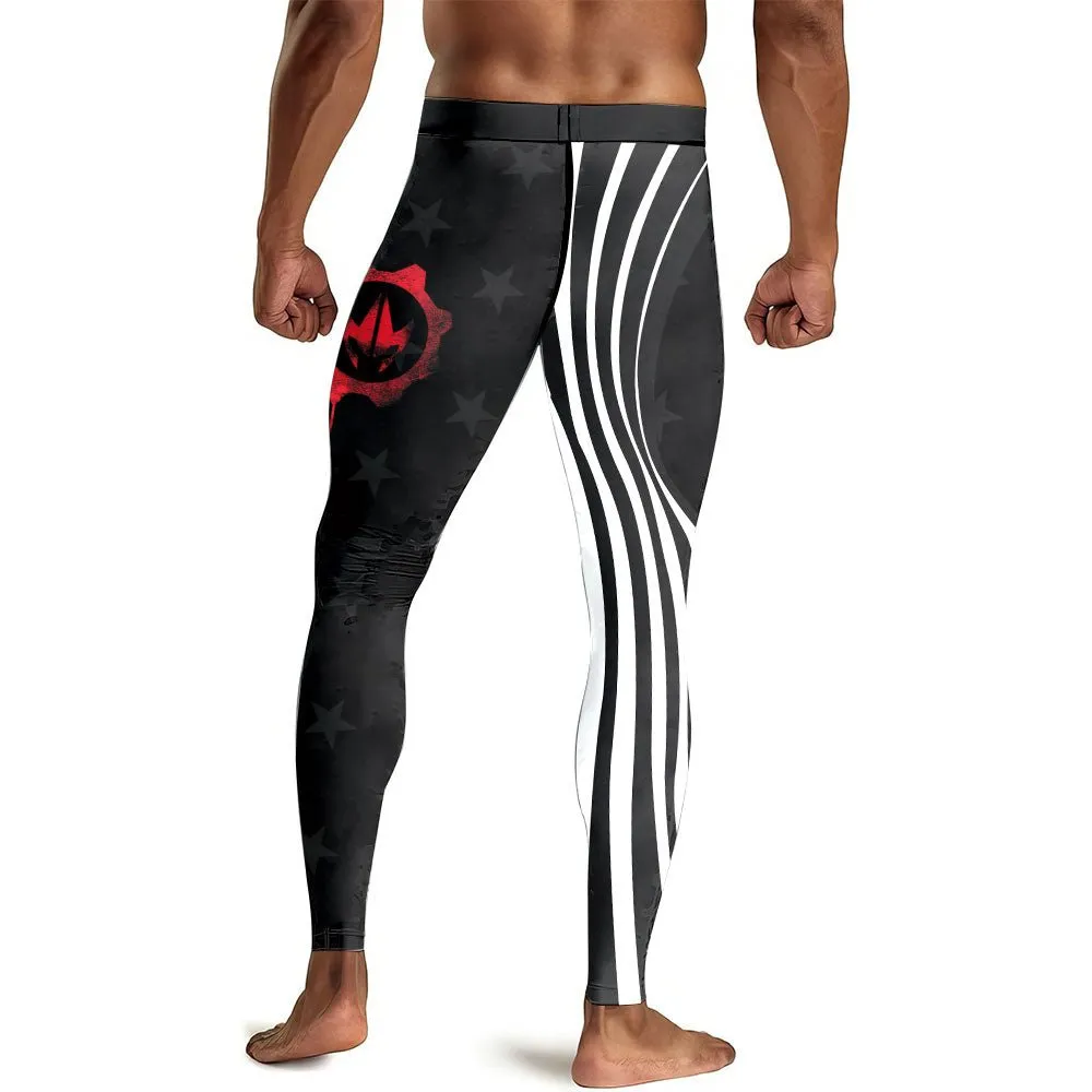 American Flag Black Men's Compression Leggings