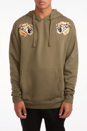 Amnesia Guys Tiger Embroidered Popover Hoodie
