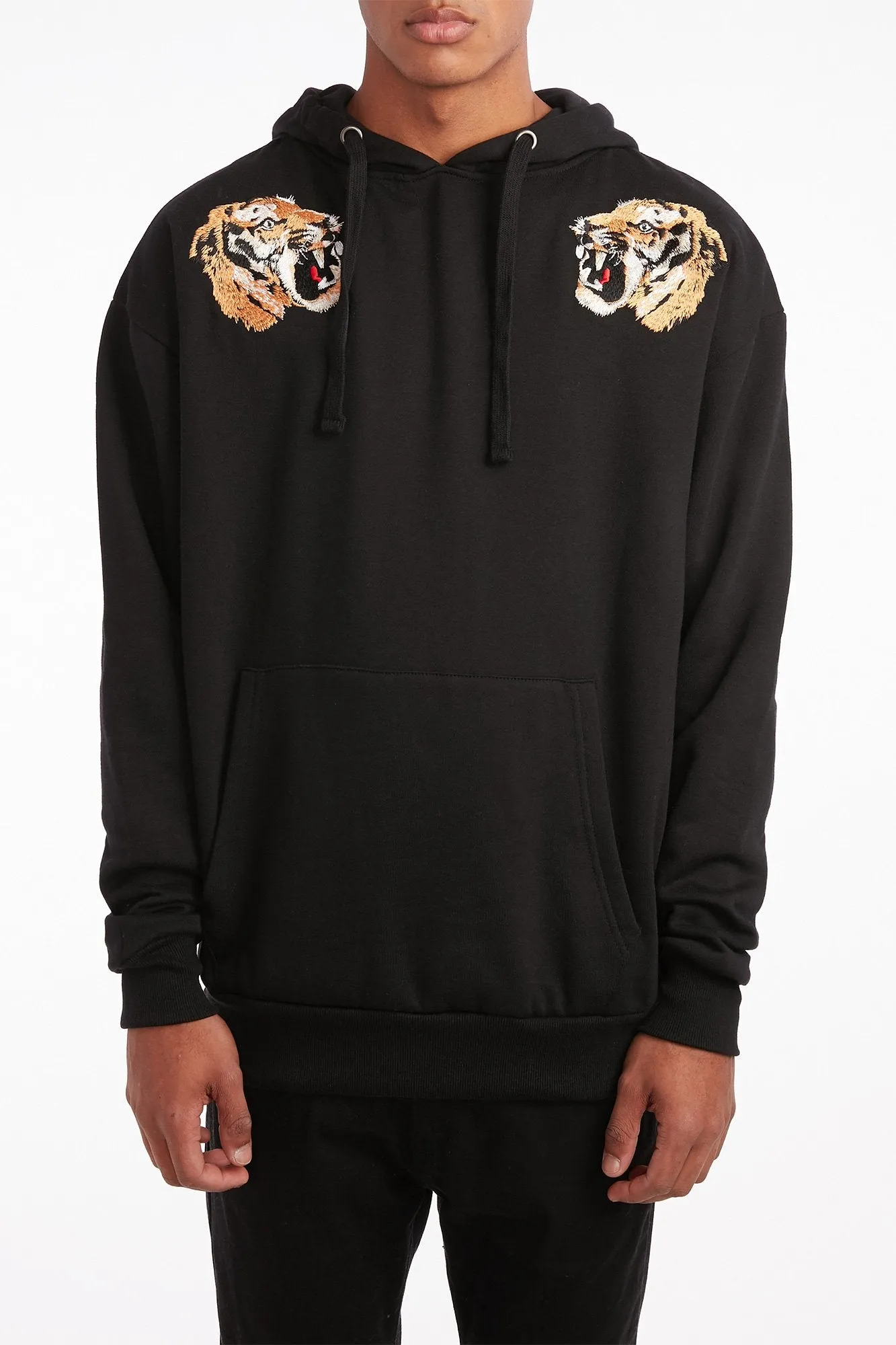 Amnesia Guys Tiger Embroidered Popover Hoodie