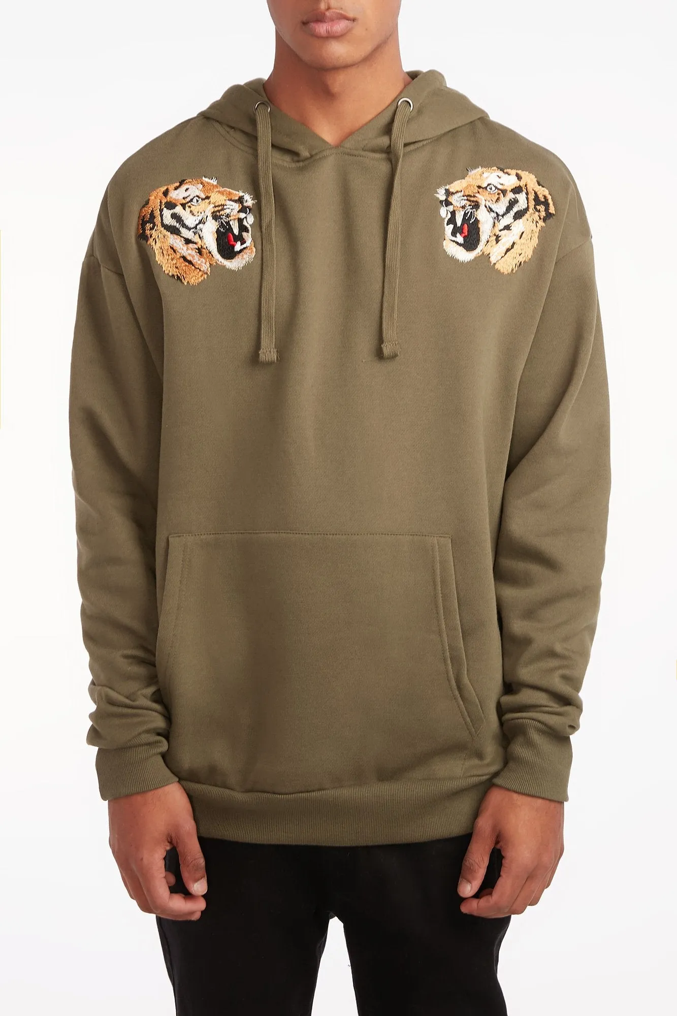Amnesia Guys Tiger Embroidered Popover Hoodie