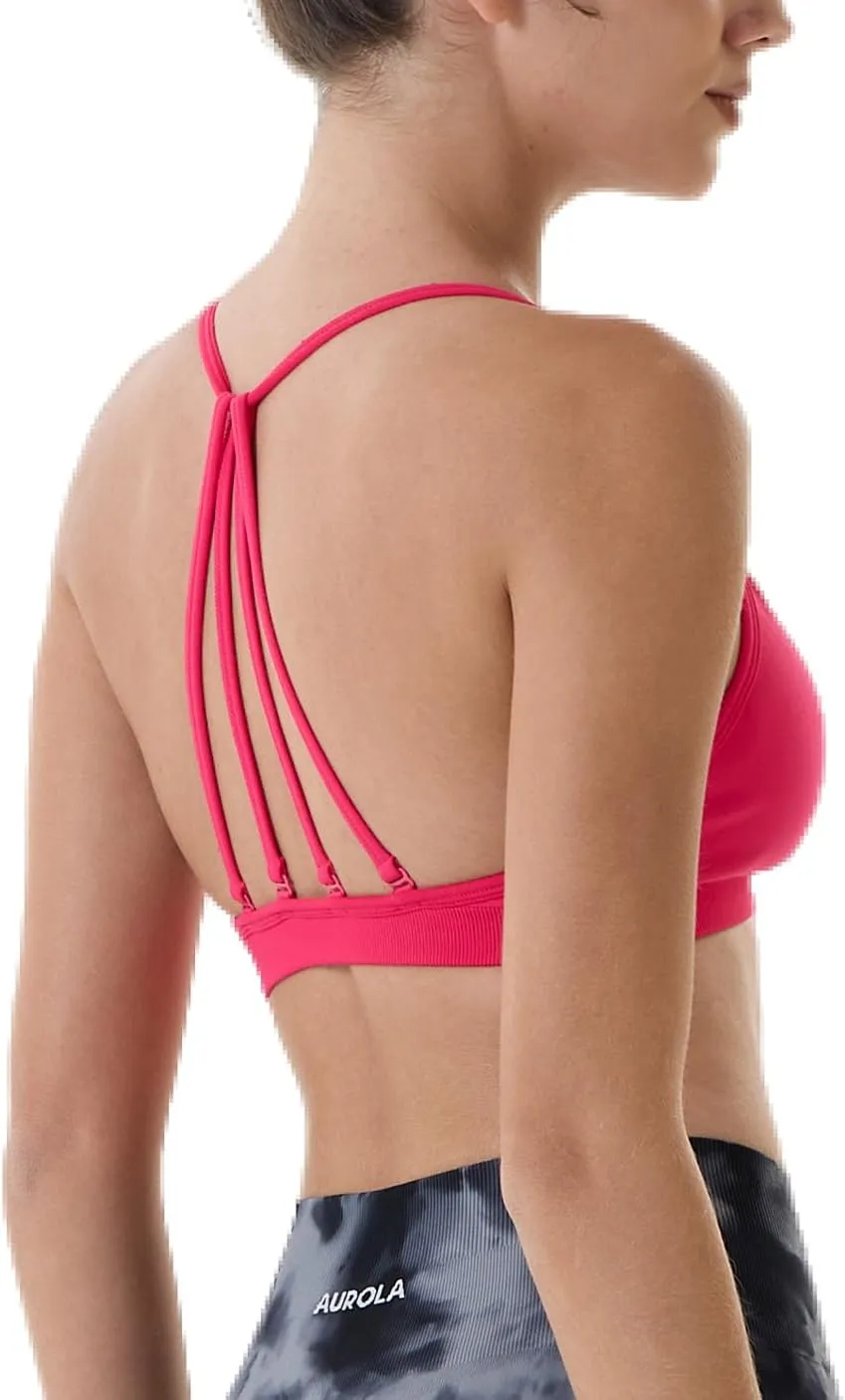 AUROLA Mercury Workout Sports Bras Women Athletic Removable Padded Backless Strapy Minimal Crop Top