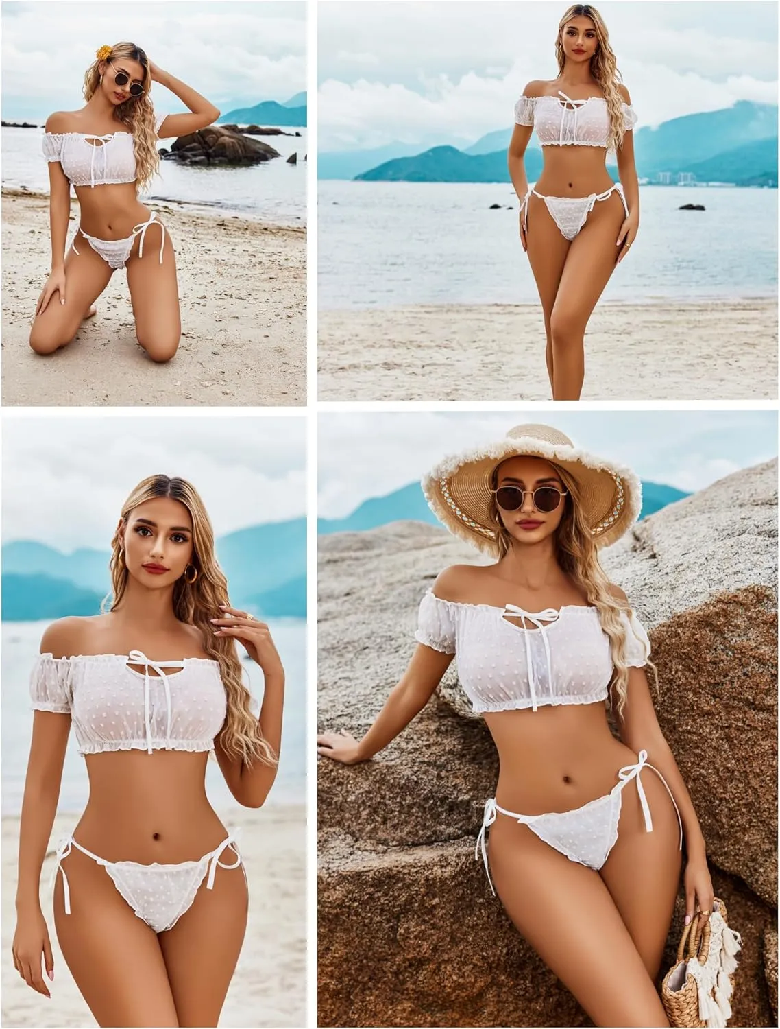 Avidlove Bra and Panty Set Ruffle Lingerie Set Mesh Babydoll Chemise