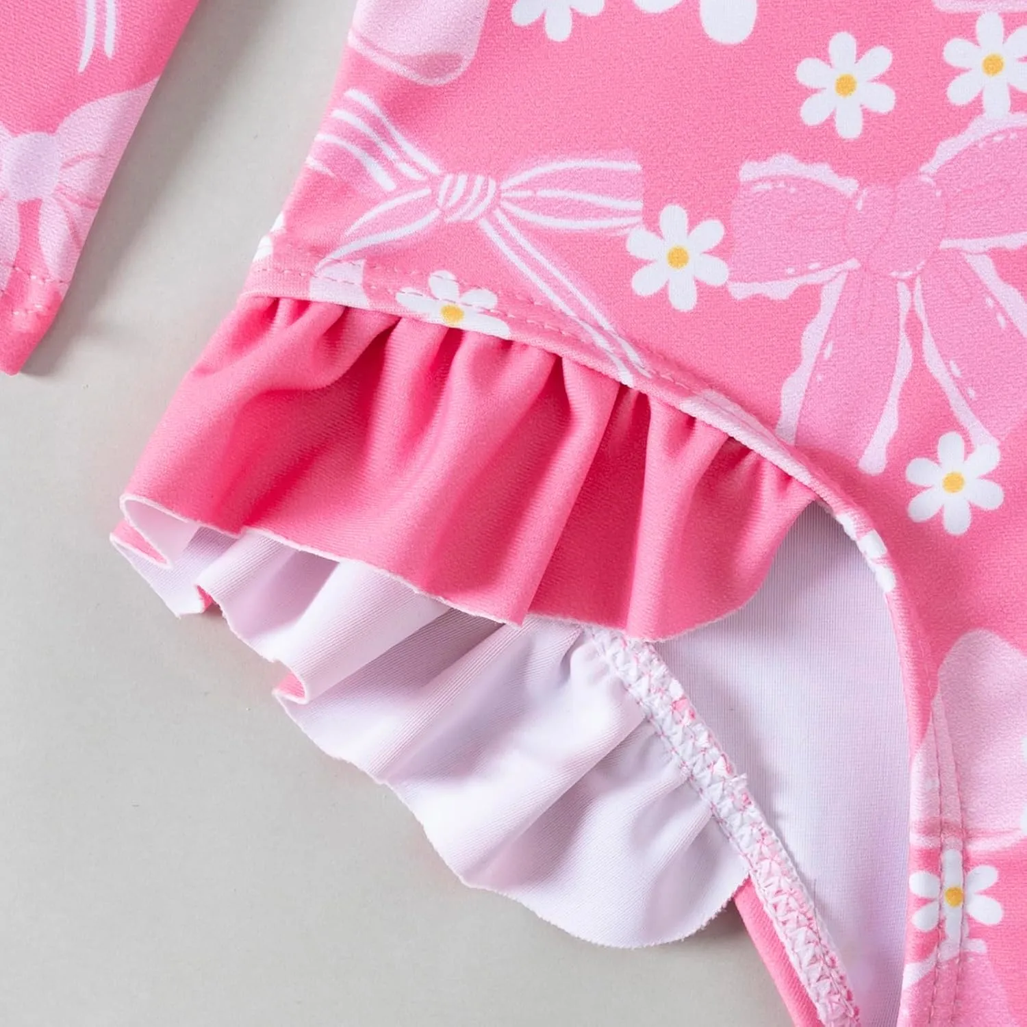Baby Girls Long Sleeve One Piece Rash Guard Swimsuit with Hat Bathing Suit Beach Wear 0-2T