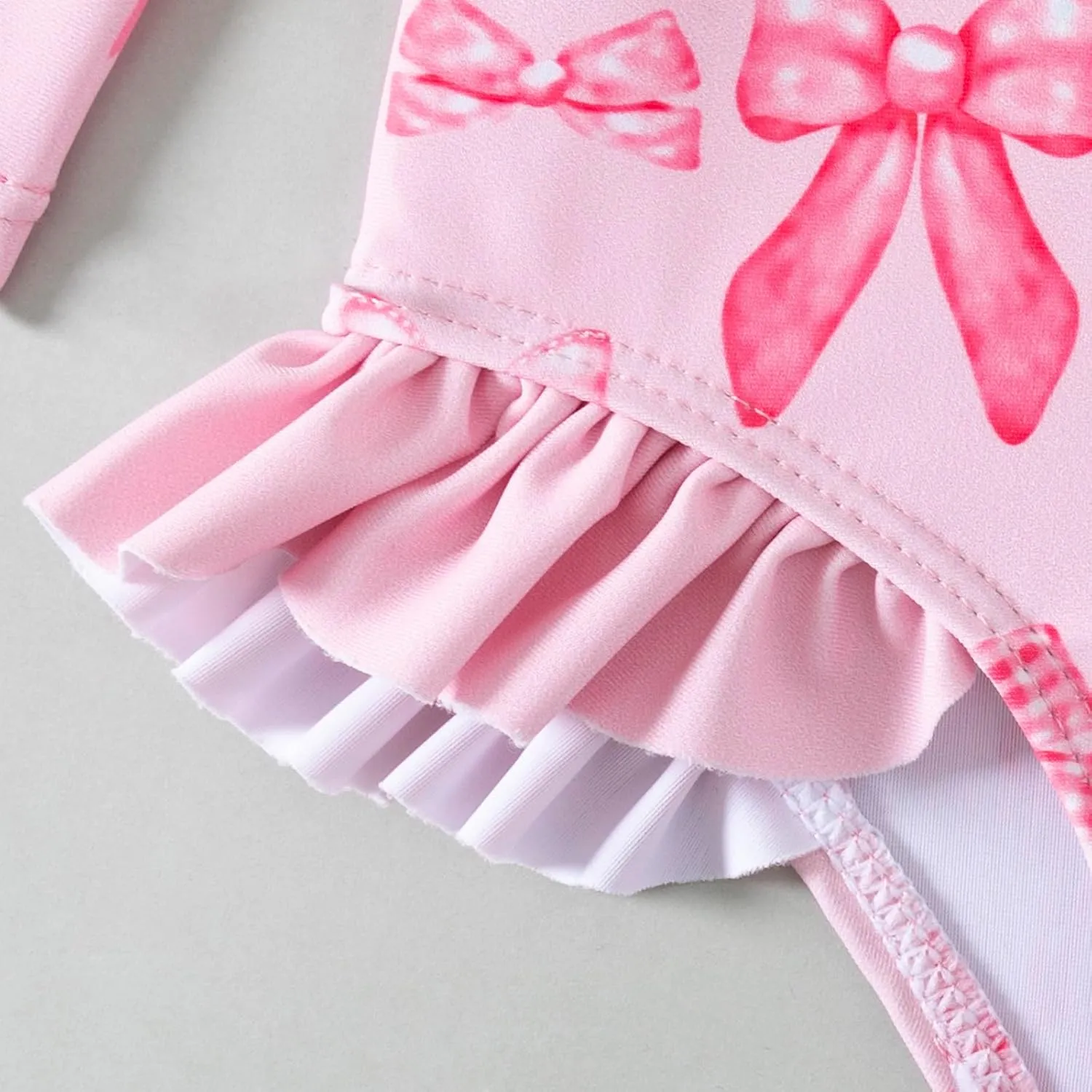 Baby Girls Long Sleeve One Piece Rash Guard Swimsuit with Hat Bathing Suit Beach Wear 0-2T