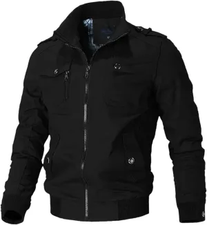 bomber jacket jacket Men Fashion Casual Windbreaker jacket Coat Outwear Solid Stand Slim jacket