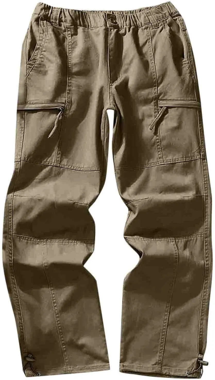 Cargo Pants for Men,Solid Long Pants Sweatpants Multiple Pockets Pants Outdoor Straight Type Fitness Trousers
