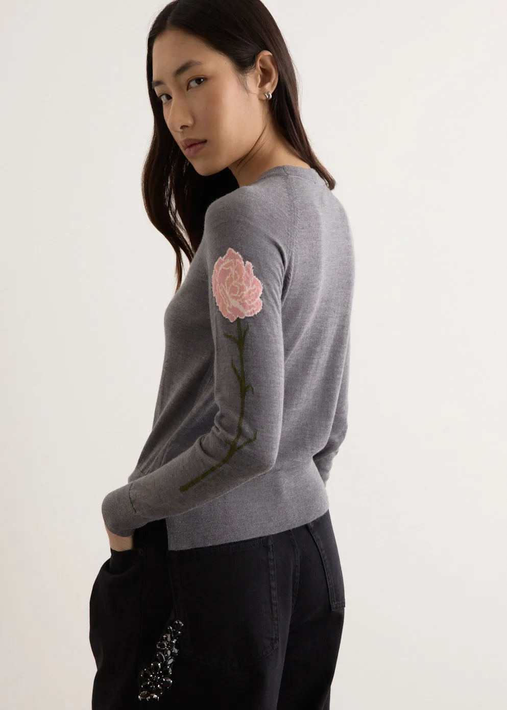 Carnation Detail Long Sleeve Jumper