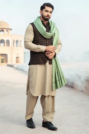 Classic Fawn Wool Shawl for Men