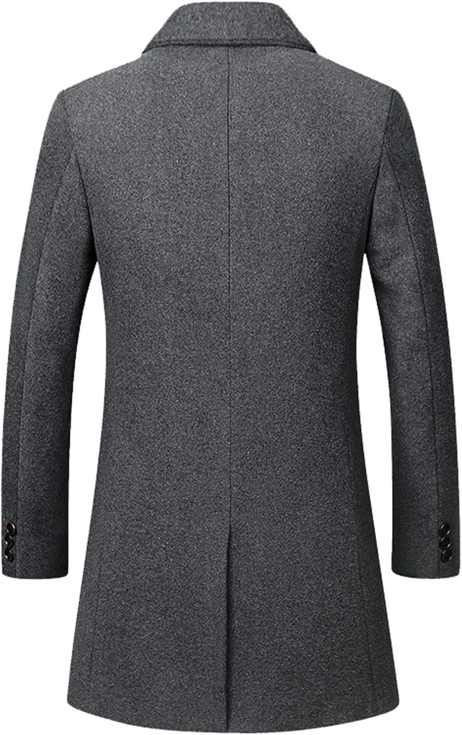 Ctreela Men's Woolen Blend Trench Coat Formal Pea Coat Business Single-Breasted Long Coat Jackets Warm Winter Windbreaker