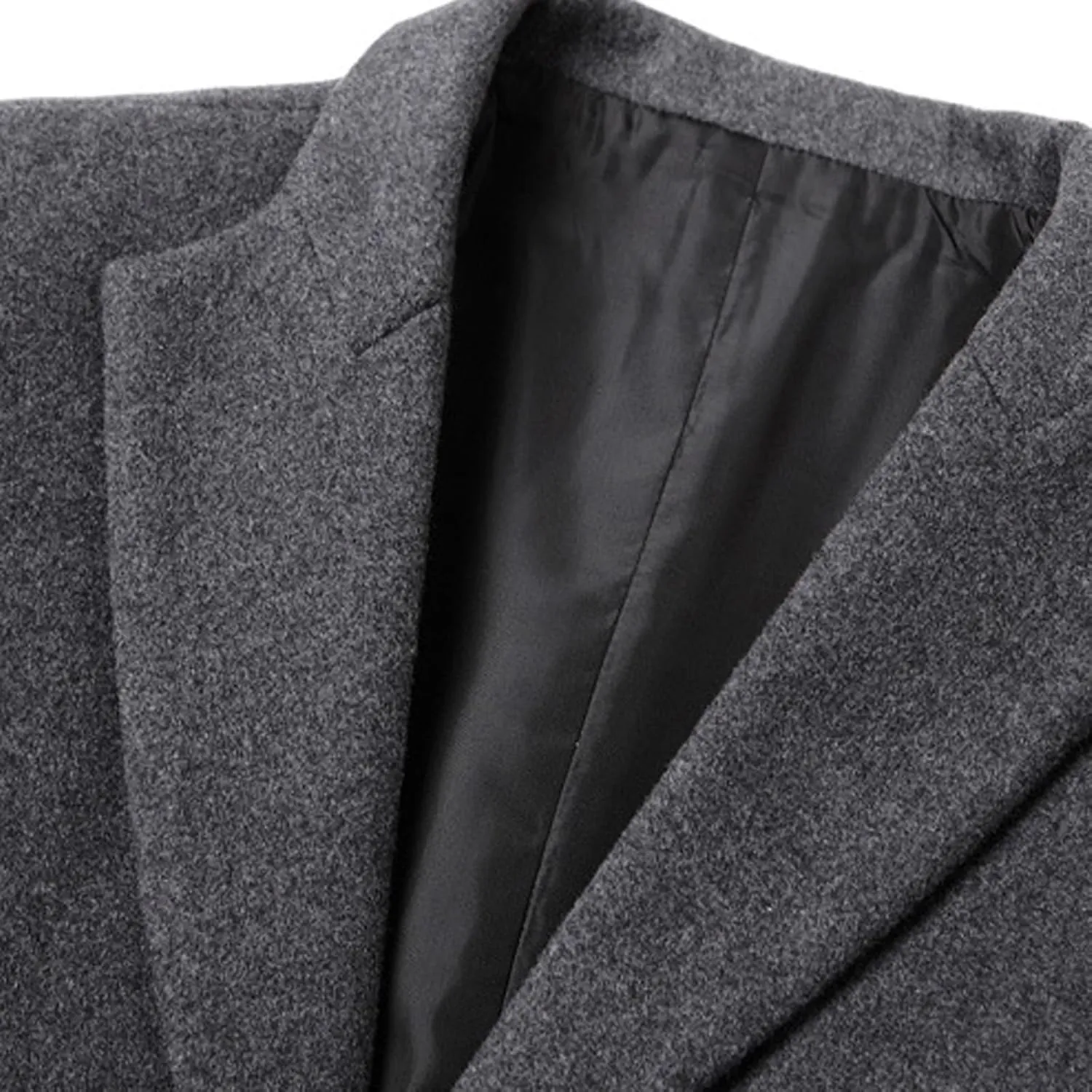 Ctreela Men's Woolen Blend Trench Coat Formal Pea Coat Business Single-Breasted Long Coat Jackets Warm Winter Windbreaker