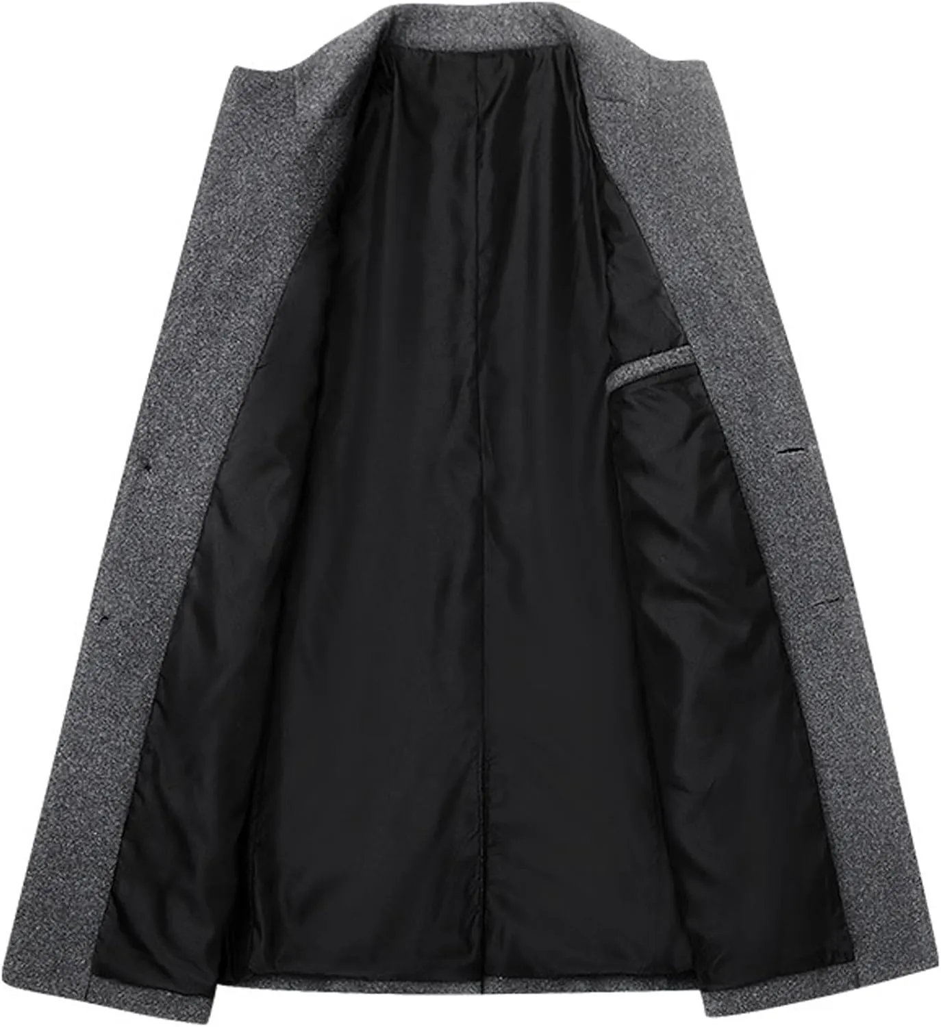 Ctreela Men's Woolen Blend Trench Coat Formal Pea Coat Business Single-Breasted Long Coat Jackets Warm Winter Windbreaker