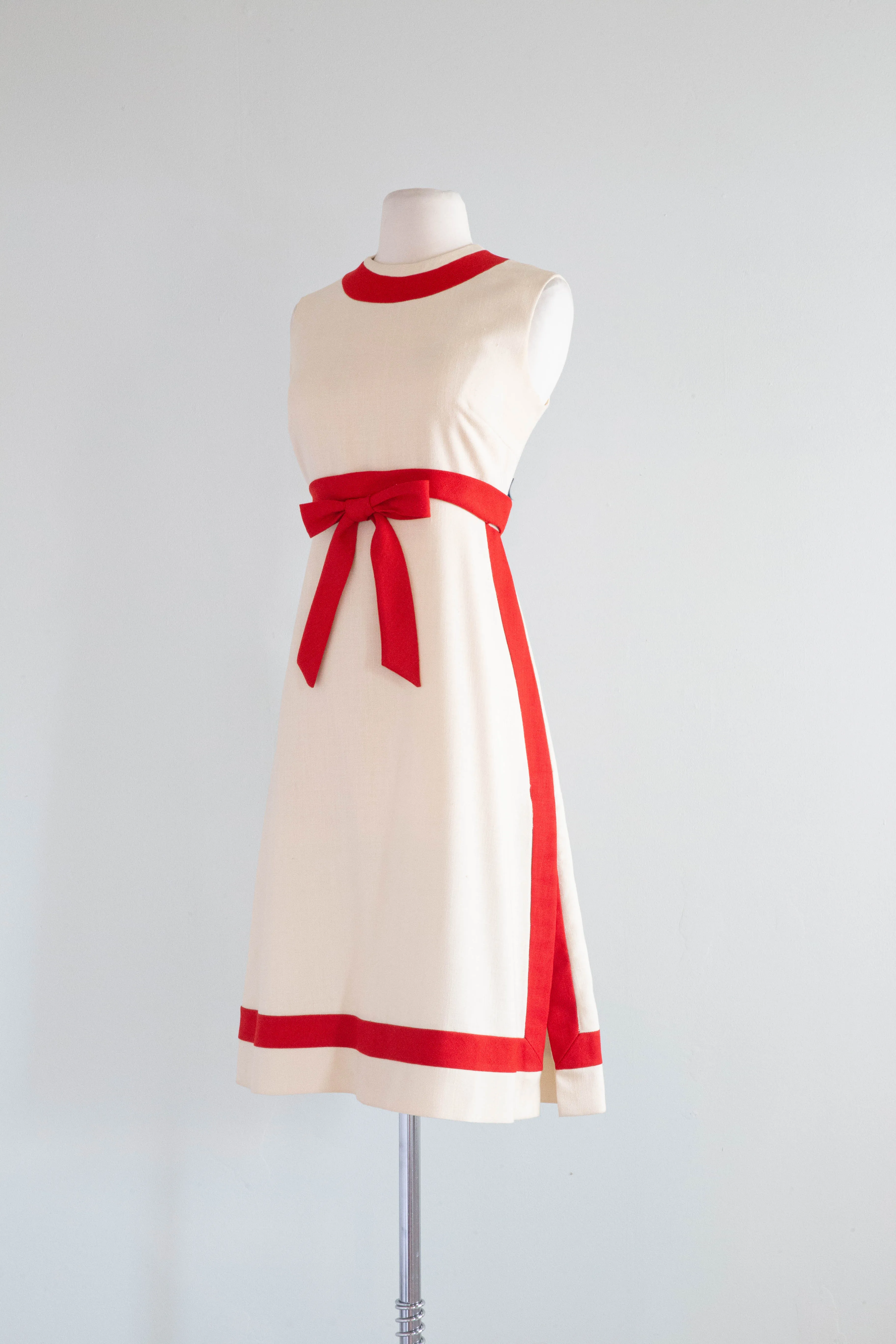 Darling 1960's Anne Fogarty Red and Cream Shift Dress / SM