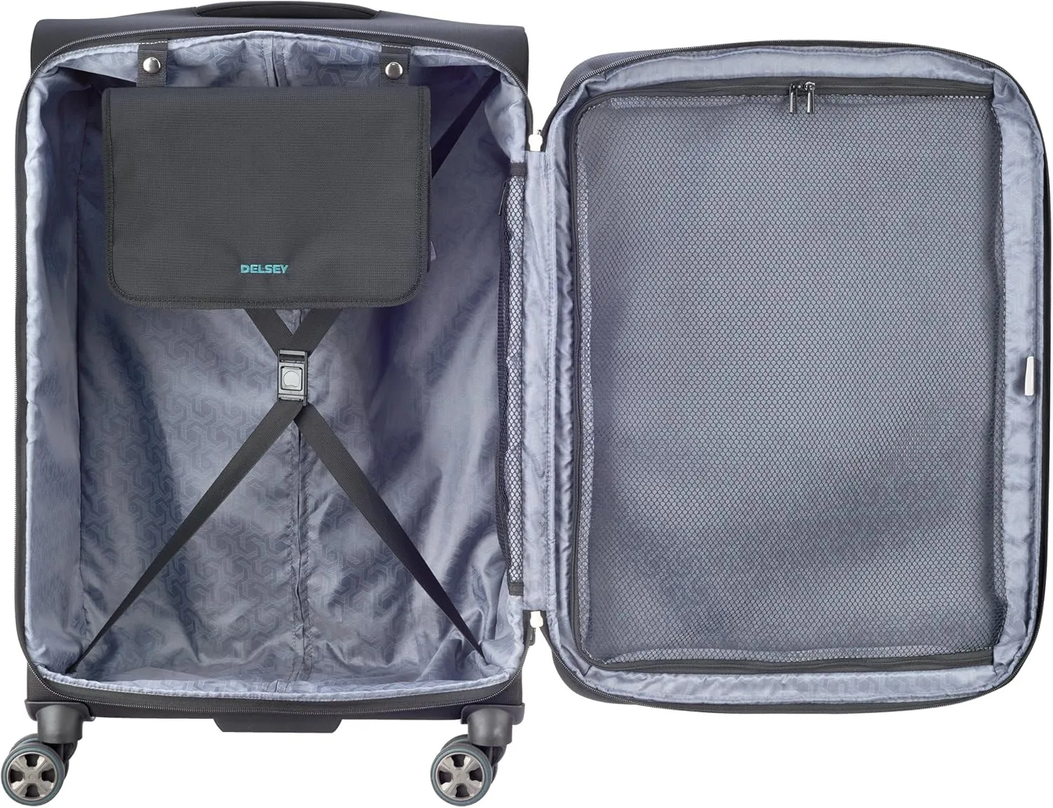 DELSEY Paris Hyperglide Softside Expandable Luggage with Spinner Wheels, Black, Checked-Medium 25 Inch