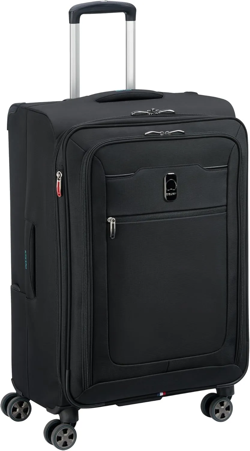DELSEY Paris Hyperglide Softside Expandable Luggage with Spinner Wheels, Black, Checked-Medium 25 Inch