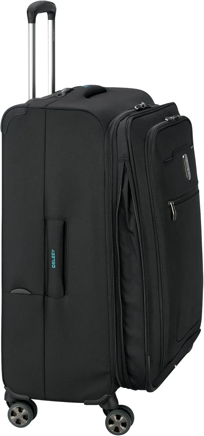 DELSEY Paris Hyperglide Softside Expandable Luggage with Spinner Wheels, Black, Checked-Medium 25 Inch