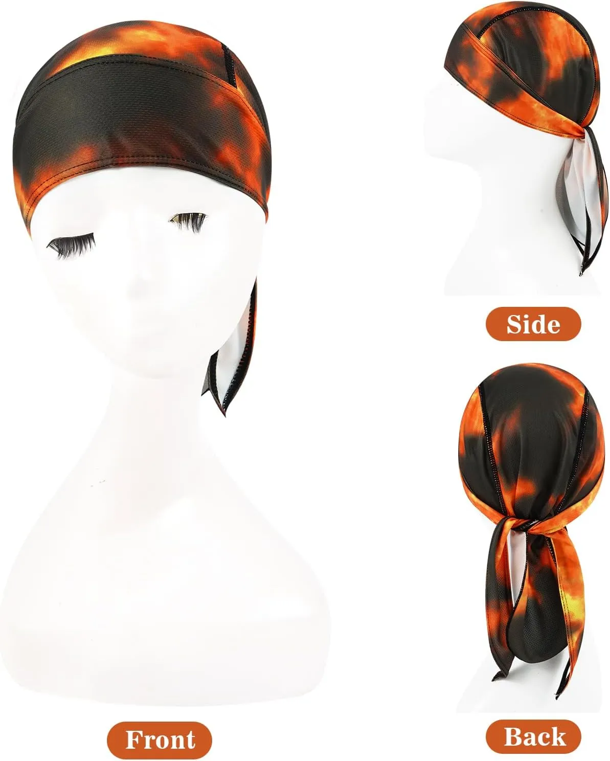 DOCILA 3 Pcs Do Rags for Men Skull Cap Bandana Hat Breathable Helmet Linner Beanie