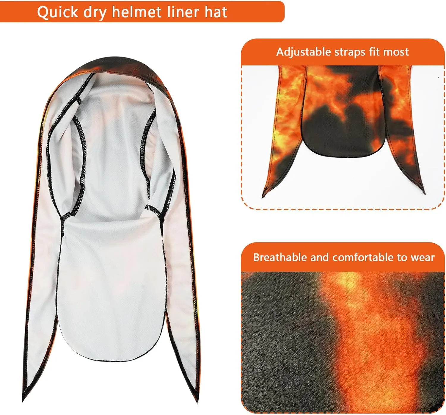 DOCILA 3 Pcs Do Rags for Men Skull Cap Bandana Hat Breathable Helmet Linner Beanie