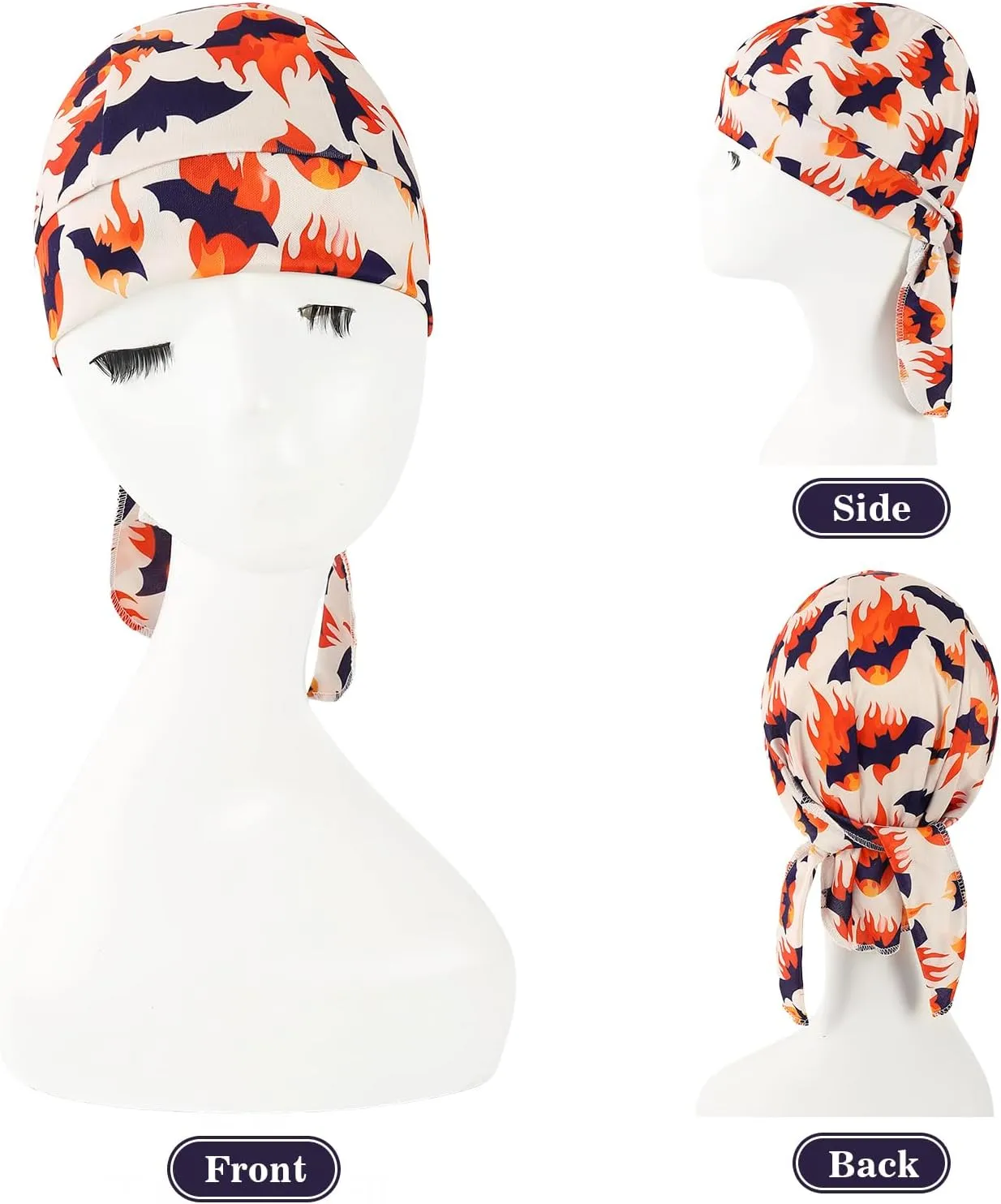 DOCILA 3 Pcs Do Rags for Men Skull Cap Bandana Hat Breathable Helmet Linner Beanie