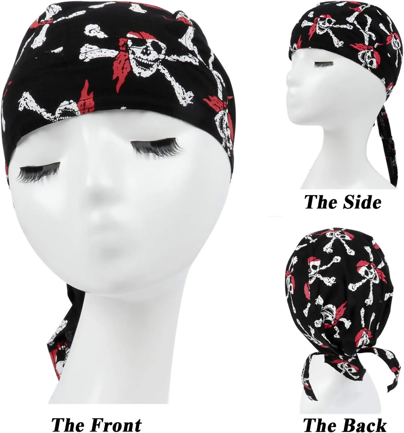 DOCILA 3 Pcs Do Rags for Men Skull Cap Bandana Hat Breathable Helmet Linner Beanie