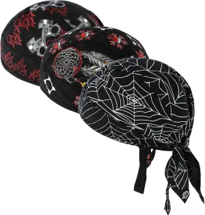 DOCILA 3 Pcs Do Rags for Men Skull Cap Bandana Hat Breathable Helmet Linner Beanie