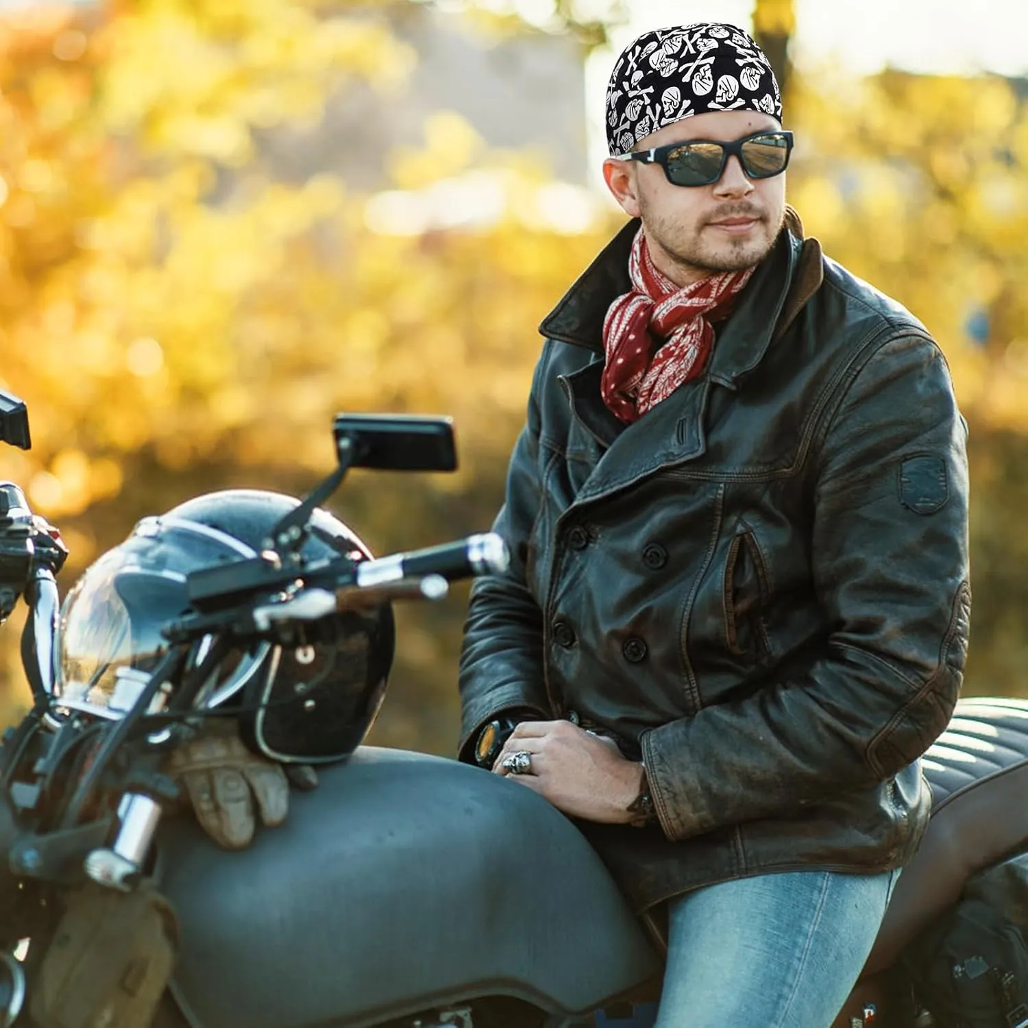 DOCILA 3 Pcs Do Rags for Men Skull Cap Bandana Hat Breathable Helmet Linner Beanie