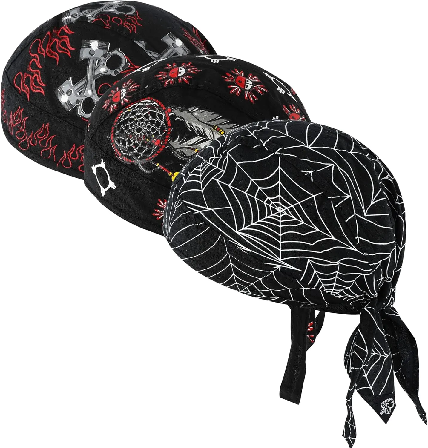 DOCILA 3 Pcs Do Rags for Men Skull Cap Bandana Hat Breathable Helmet Linner Beanie