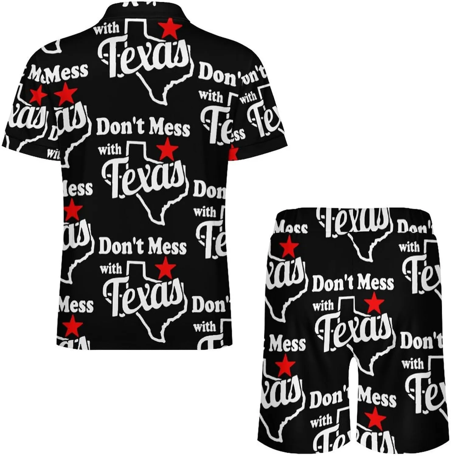 Don't Mess With Texas Men's Polo Shirt Top And Shorts Sets 2 Piece Short Sleeve Outfits