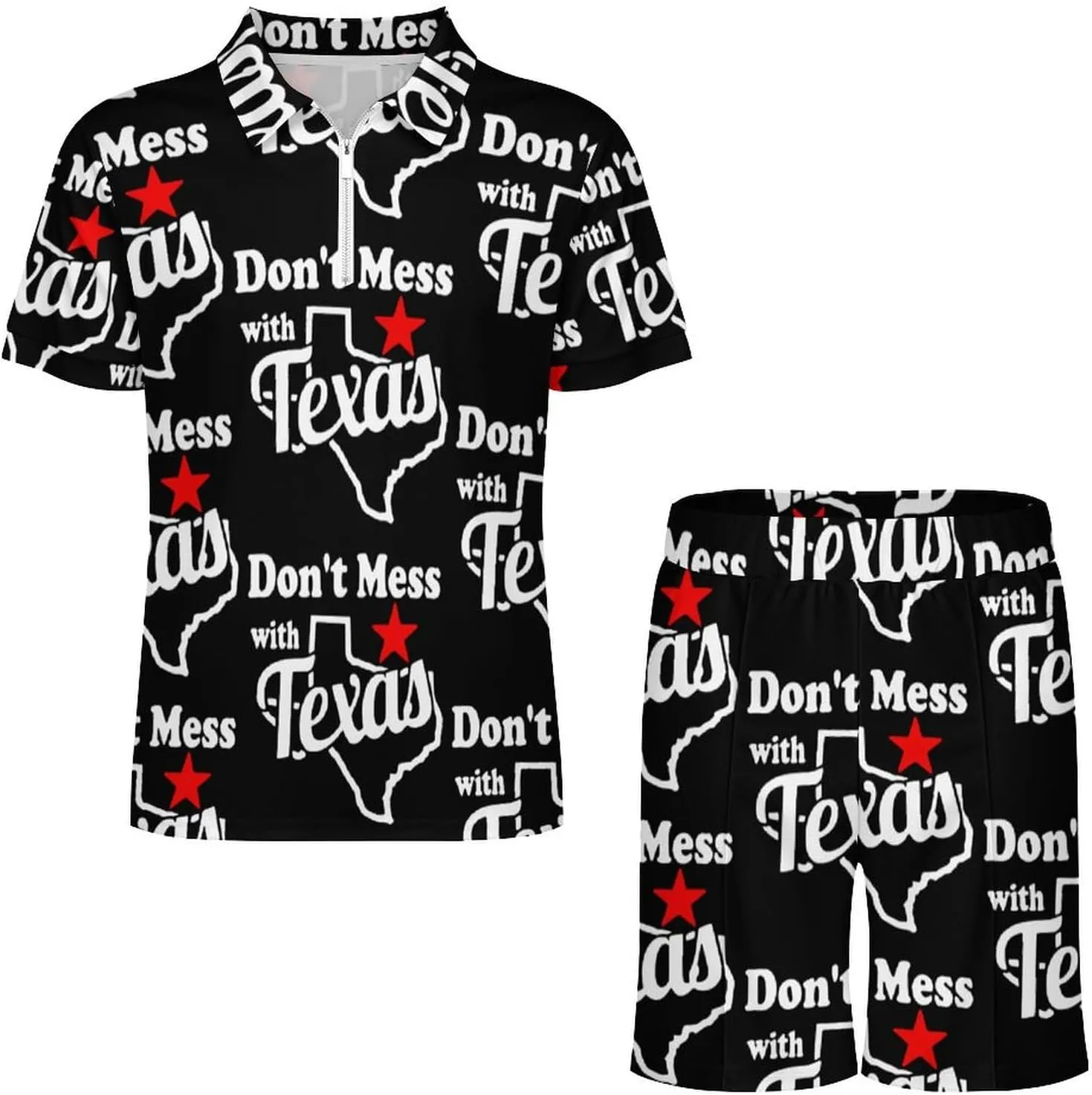 Don't Mess With Texas Men's Polo Shirt Top And Shorts Sets 2 Piece Short Sleeve Outfits