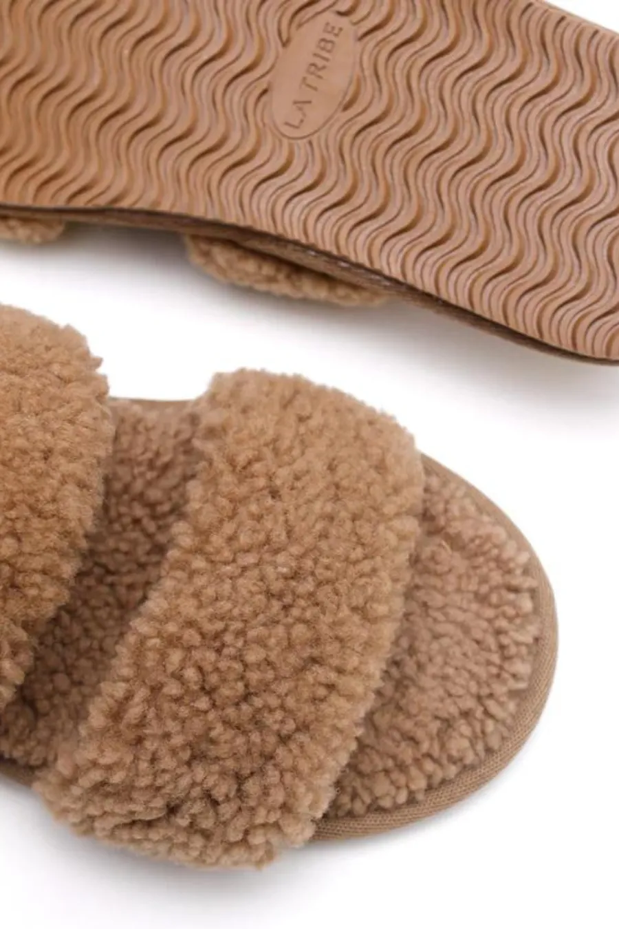 Double Strap Shearling Slipper Tobacco