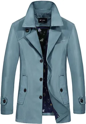 ebossy Men's Single Breasted Lightweight/Fleece Lined Windbreaker Jacket Short Trench Coat