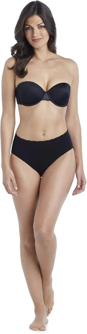 ELLEN TRACY Company Women's Microfiber Satin Underwire Strapless Bra with Adjustable Convertible Straps - Black, 34DD